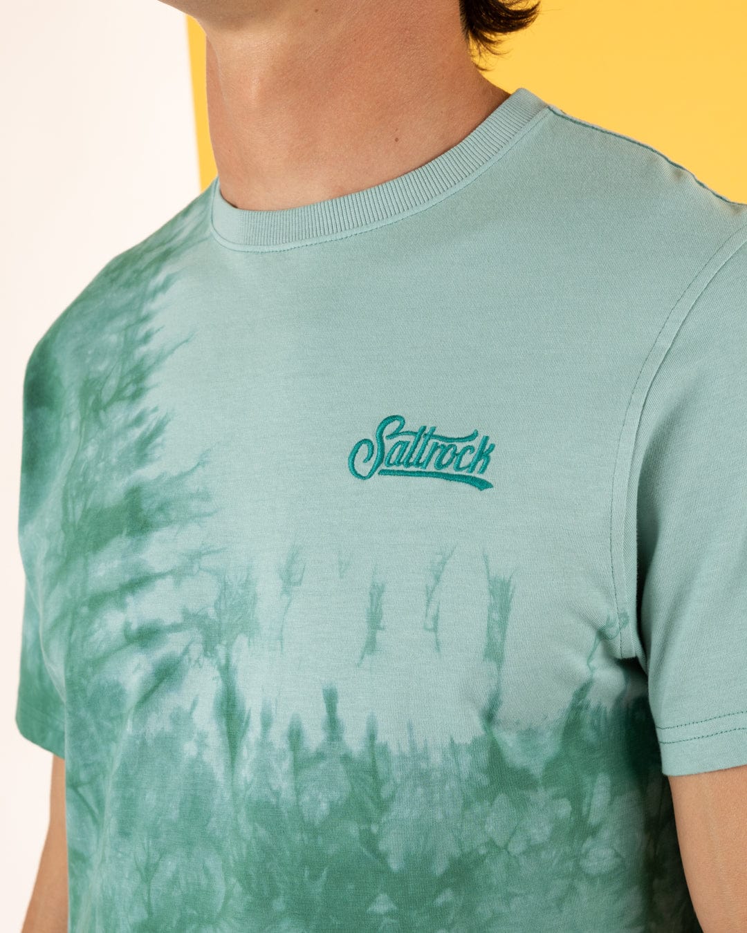 Pitcher Embroidery Mens Tie Dye T-Shirt -Green - Image 3