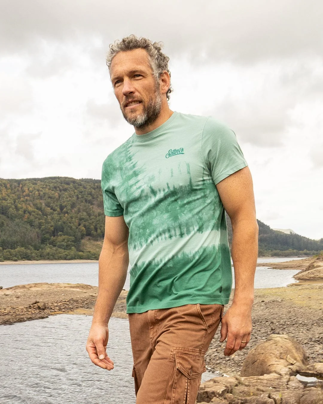 Pitcher Embroidery Mens Tie Dye T-Shirt -Green - Image 8