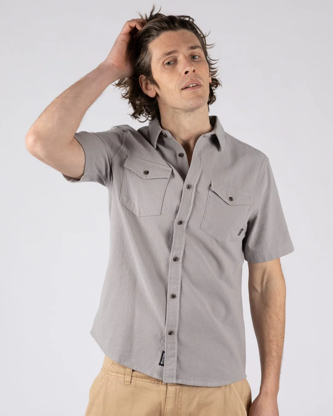Polperro Mens Short Sleeve Shirt in Grey - Image 6