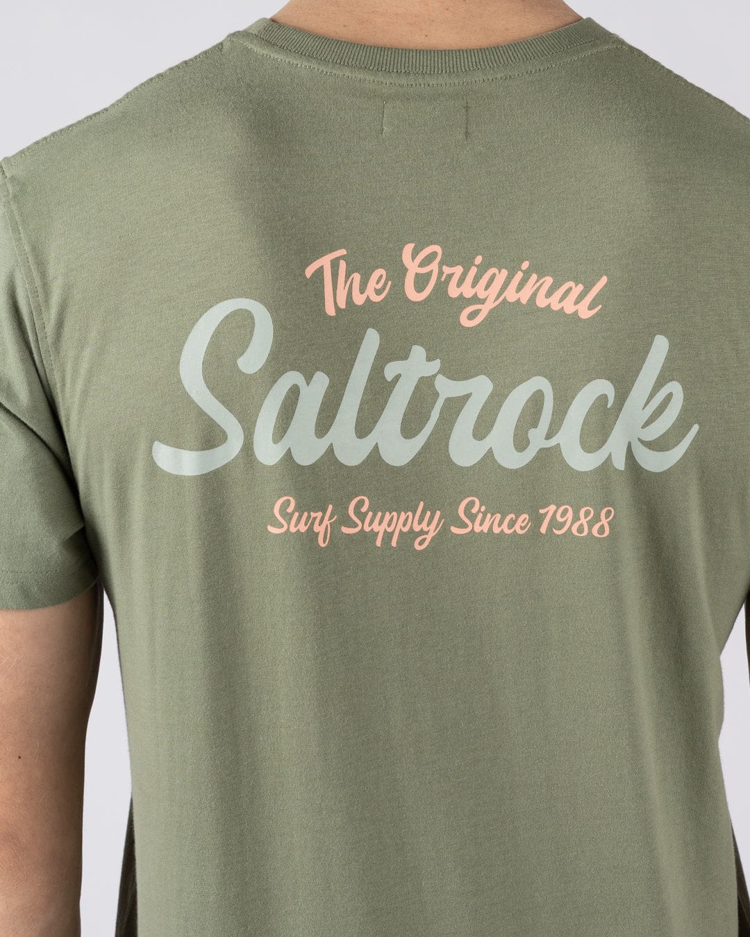 Postcard Script Mens Short Sleeve T-Shirt in Green - Image 3