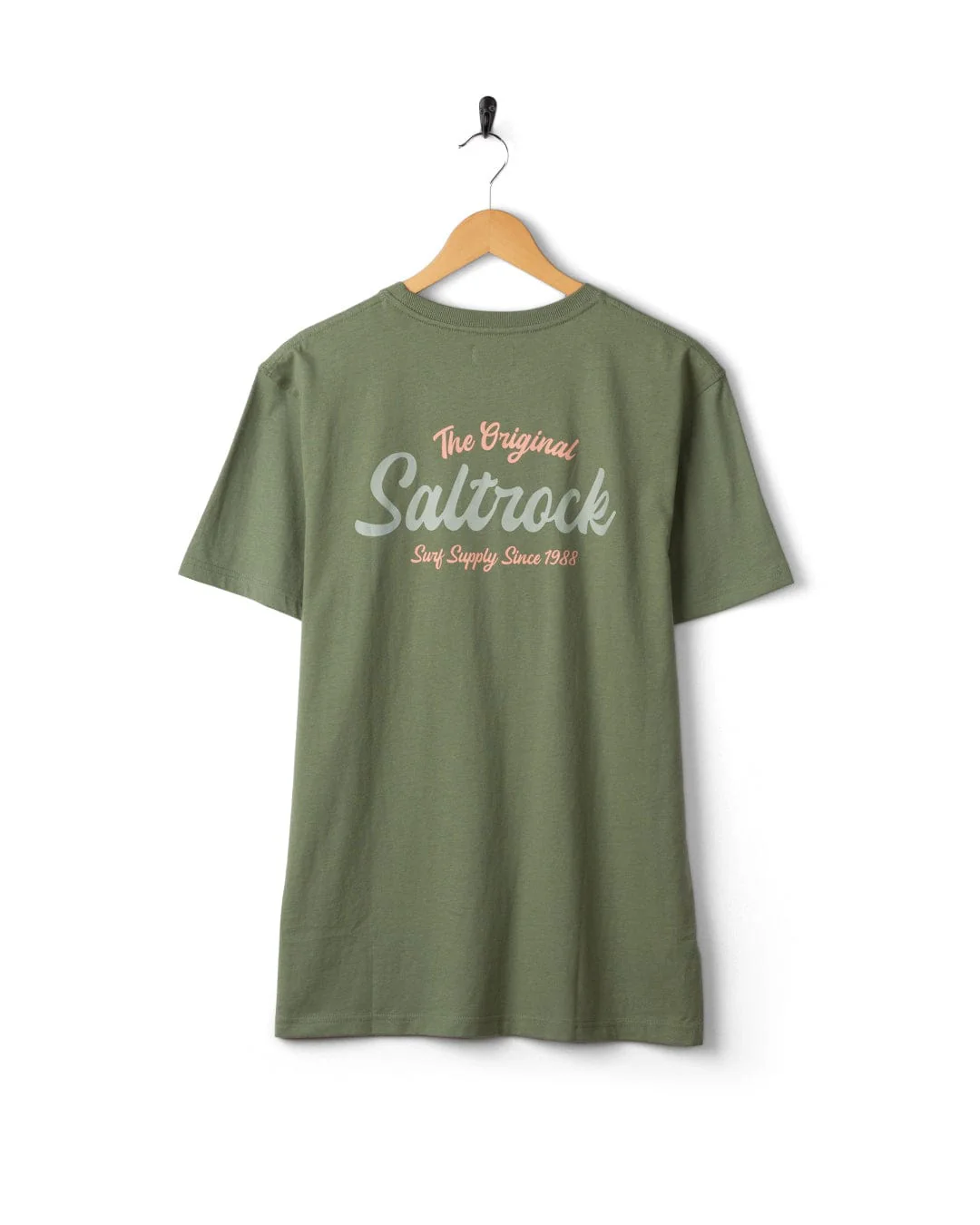 Postcard Script Mens Short Sleeve T-Shirt in Green - Image 6