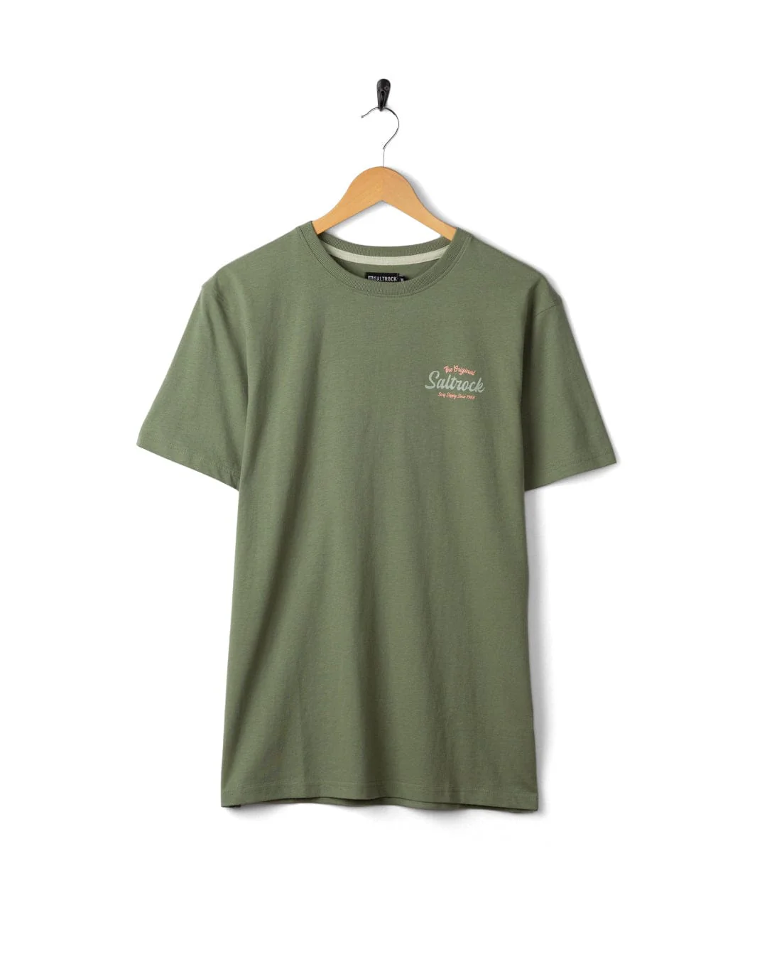Postcard Script Mens Short Sleeve T-Shirt in Green - Image 7