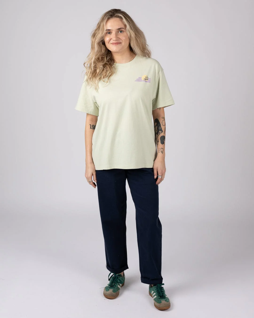 Poster Location Cornwall Womens Oversized Short Sleeve T-Shirt in Light Green - Image 4