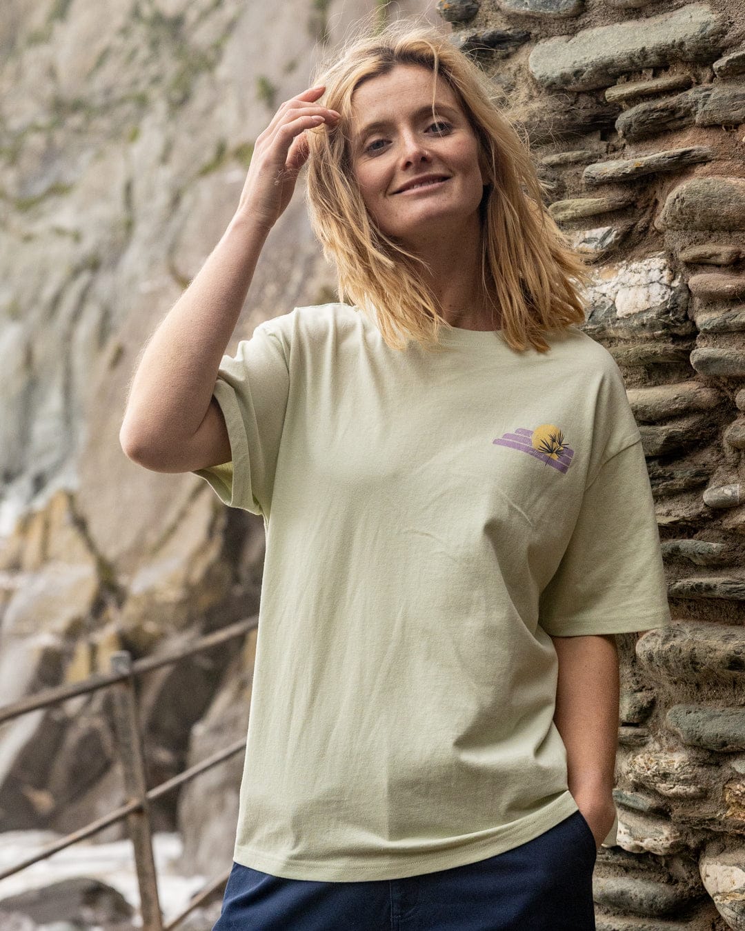 Poster Location Devon Womens Oversized Short Sleeve T-Shirt in Light Green - Image 5
