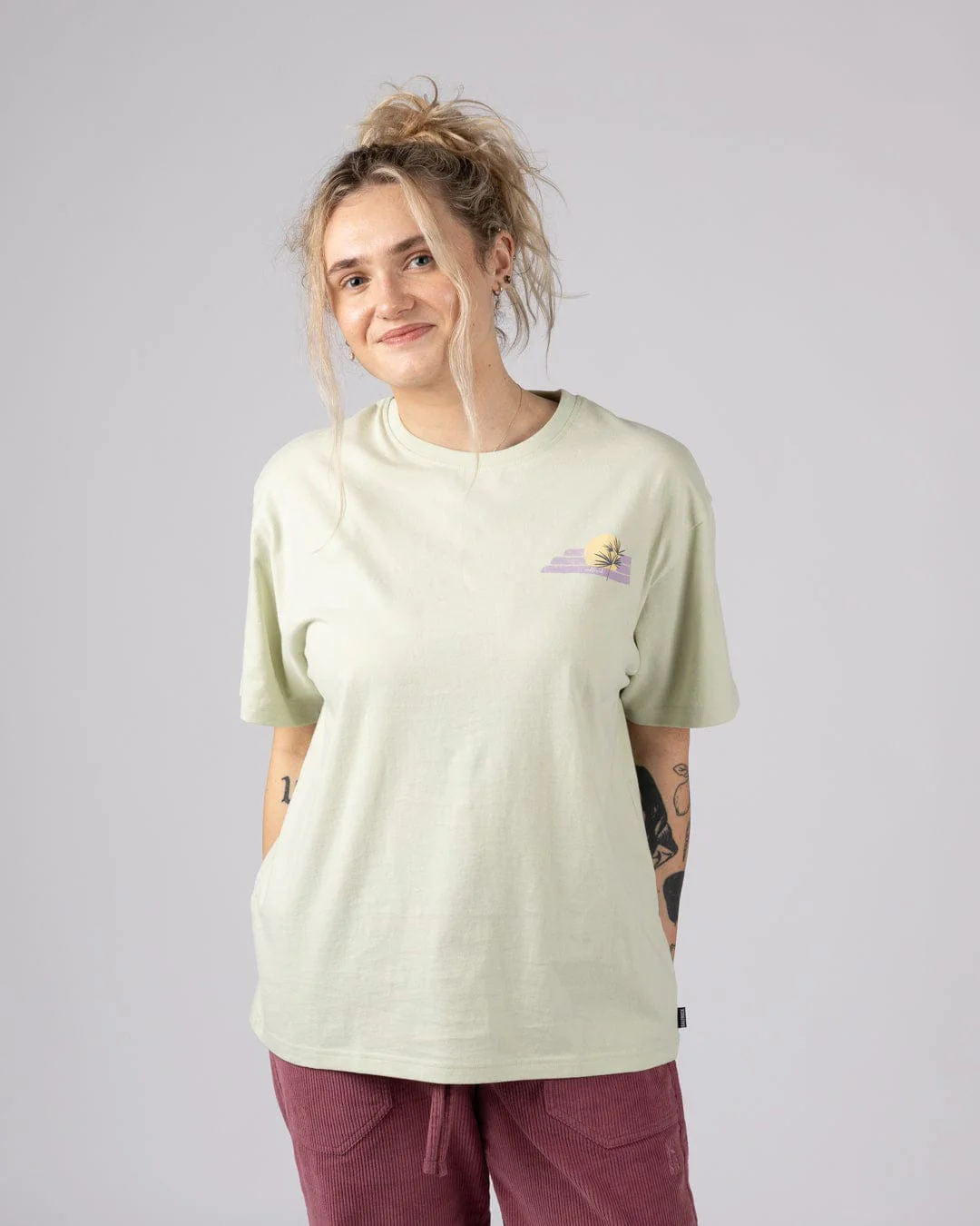 Poster Location Wales Womens Oversized Short Sleeve T-Shirt in Light Green - Image 2