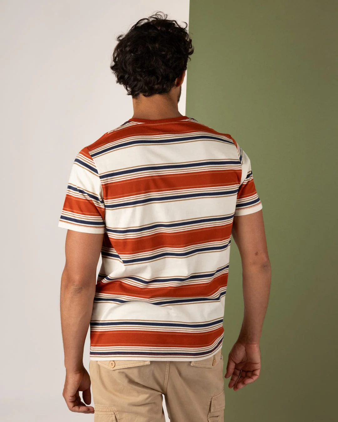 Race Mens Striped T-Shirt in Orange - Image 2