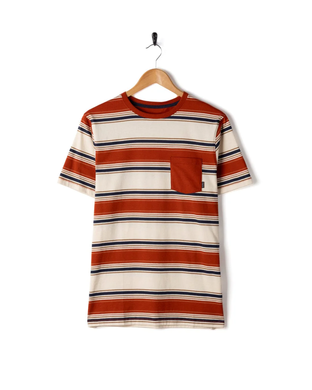 Race Mens Striped T-Shirt in Orange - Image 3