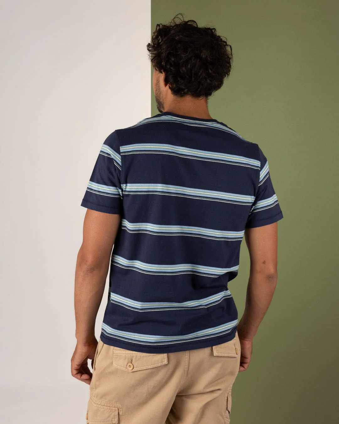 Race Mens Striped T-Shirt in Blue - Image 2