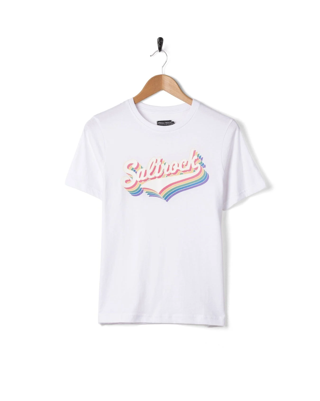 Rainbow Script  Womens Short Sleeve T-Shirt in White - Image 3