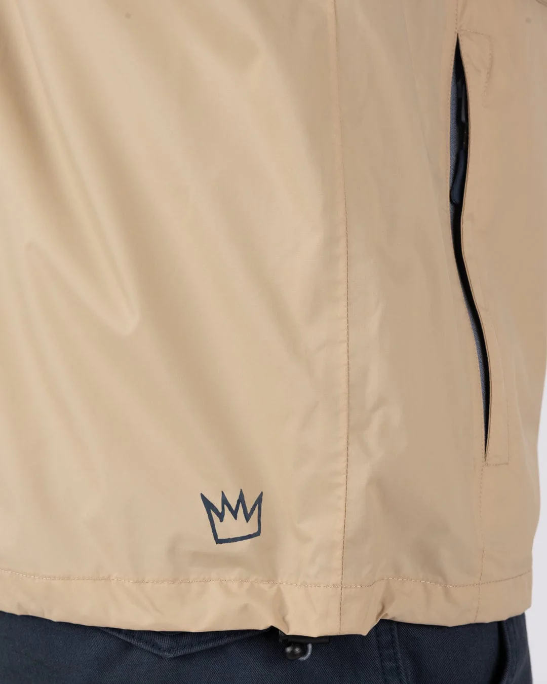 Rainer Tribal Mens Waterproof Packable Rain Jacket in Blue/Beige - Image 12