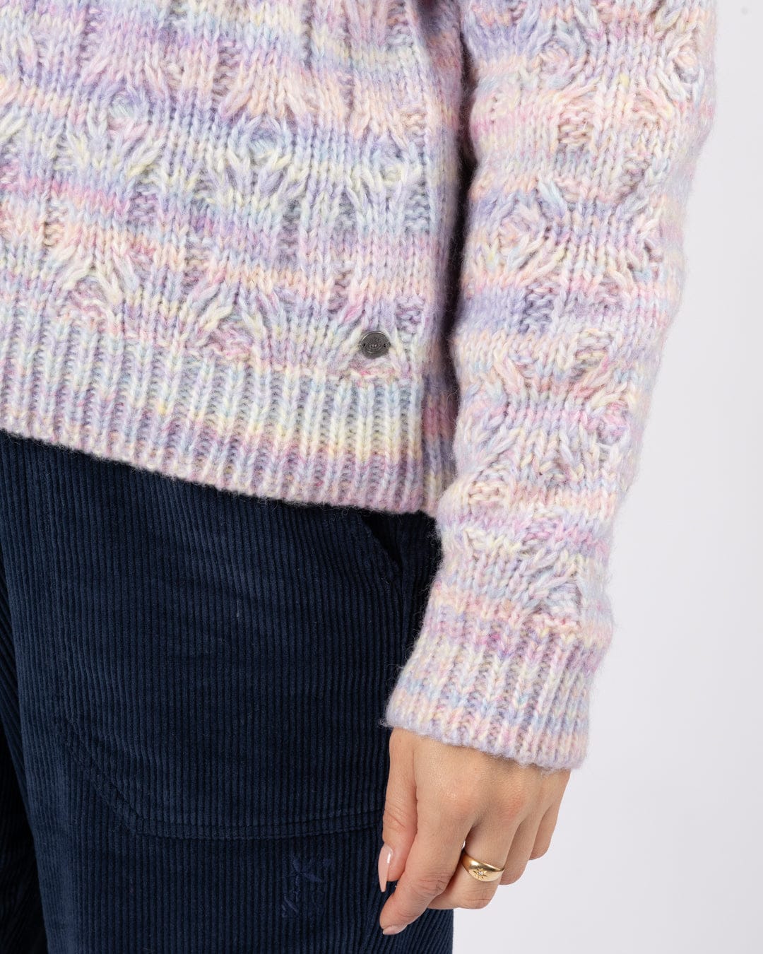 Reeny Womens Pastel Cable Jumper in Purple - Image 10
