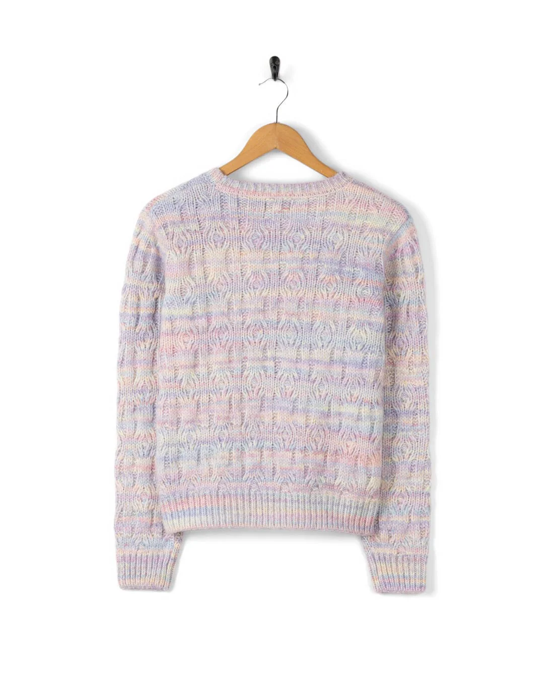 Reeny Womens Pastel Cable Jumper in Purple - Image 14