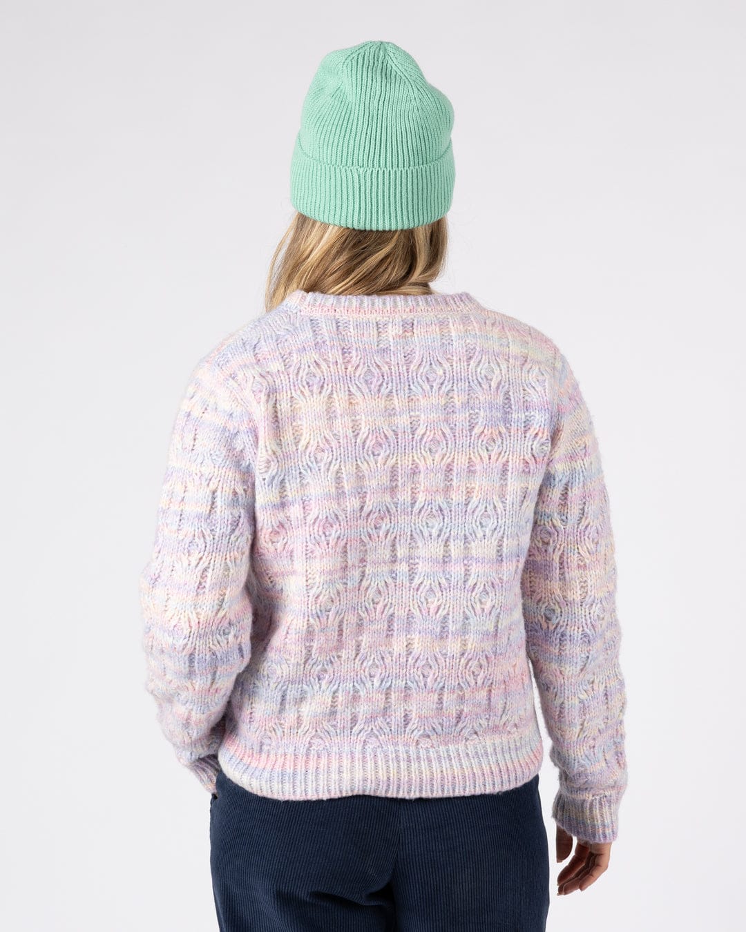 Reeny Womens Pastel Cable Jumper in Purple - Image 9