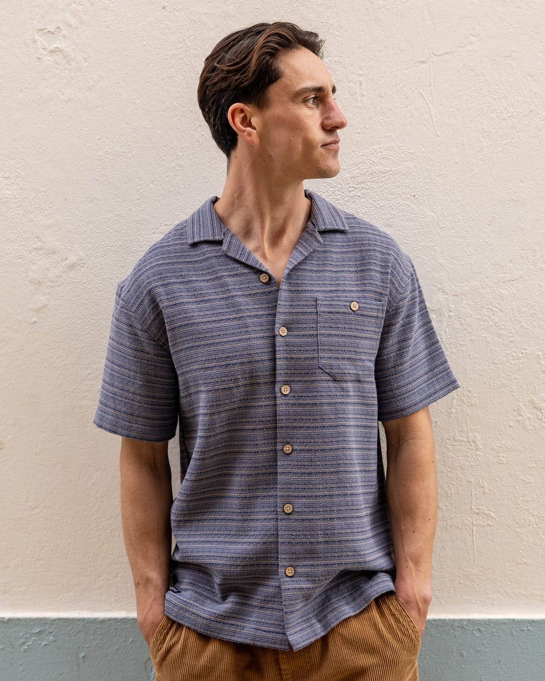 Resort Shirt Mens Short Sleeve Shirt in Blue - Image 2