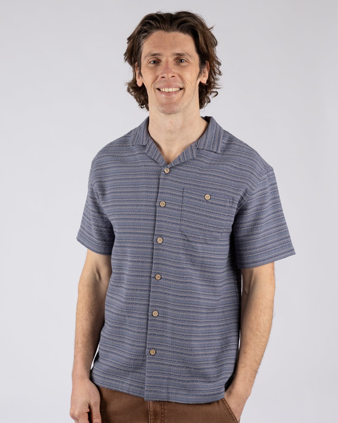 Resort Shirt Mens Short Sleeve Shirt in Blue - Image 3