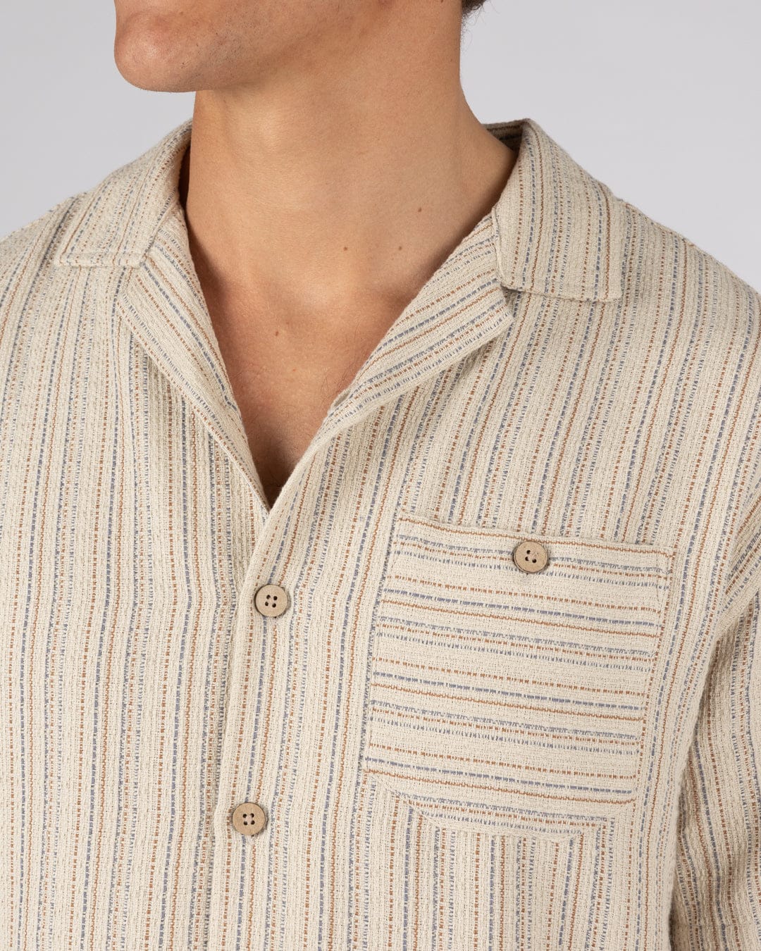 Resort Shirt Mens Short Sleeve Shirt in Cream - Image 2