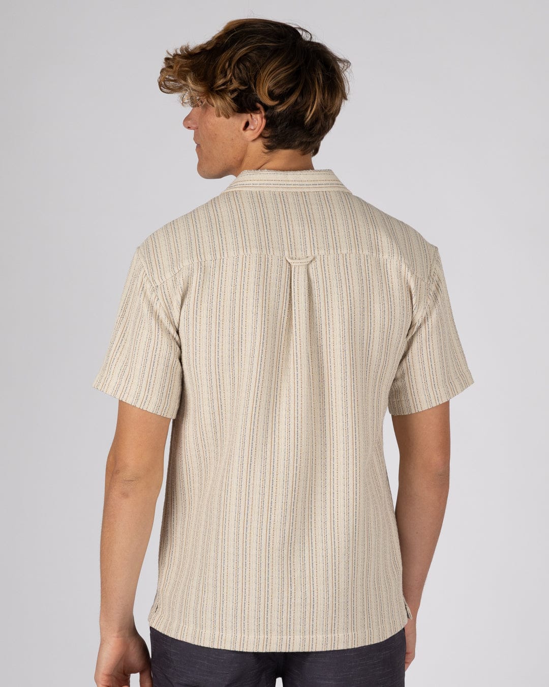 Resort Shirt Mens Short Sleeve Shirt in Cream - Image 3