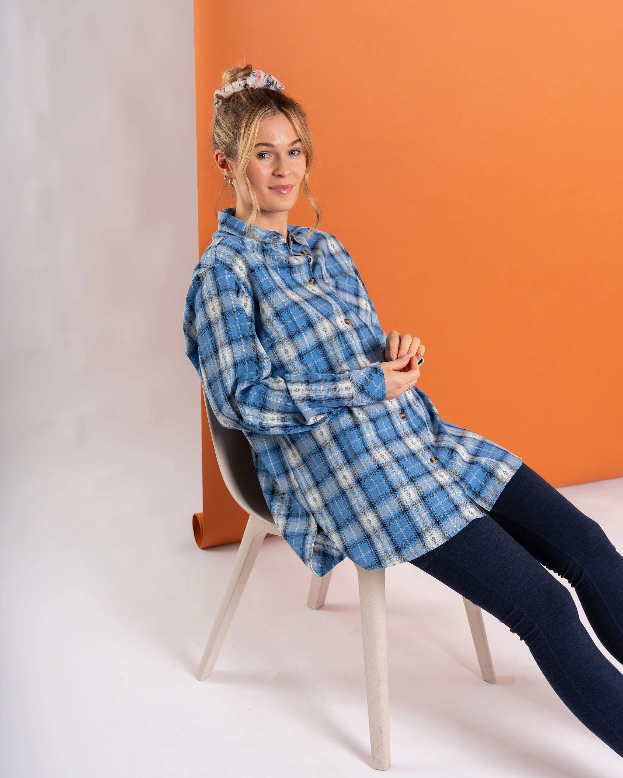 Roxanne  Womens Longline Shirt in Blue - Image 4
