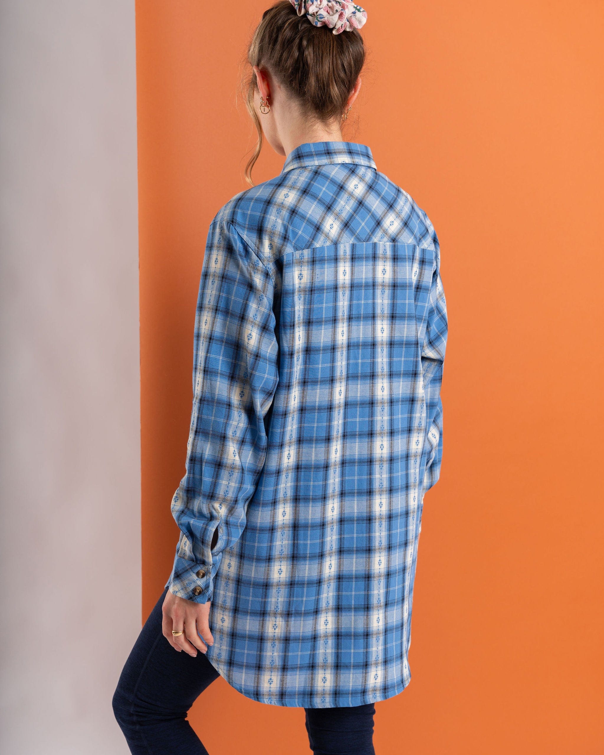 Roxanne  Womens Longline Shirt in Blue - Image 5