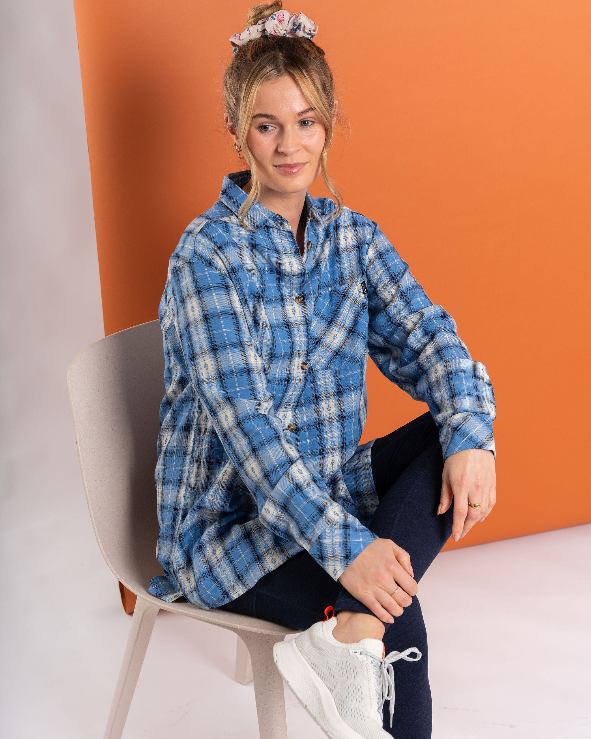 Roxanne  Womens Longline Shirt in Blue - Image 6