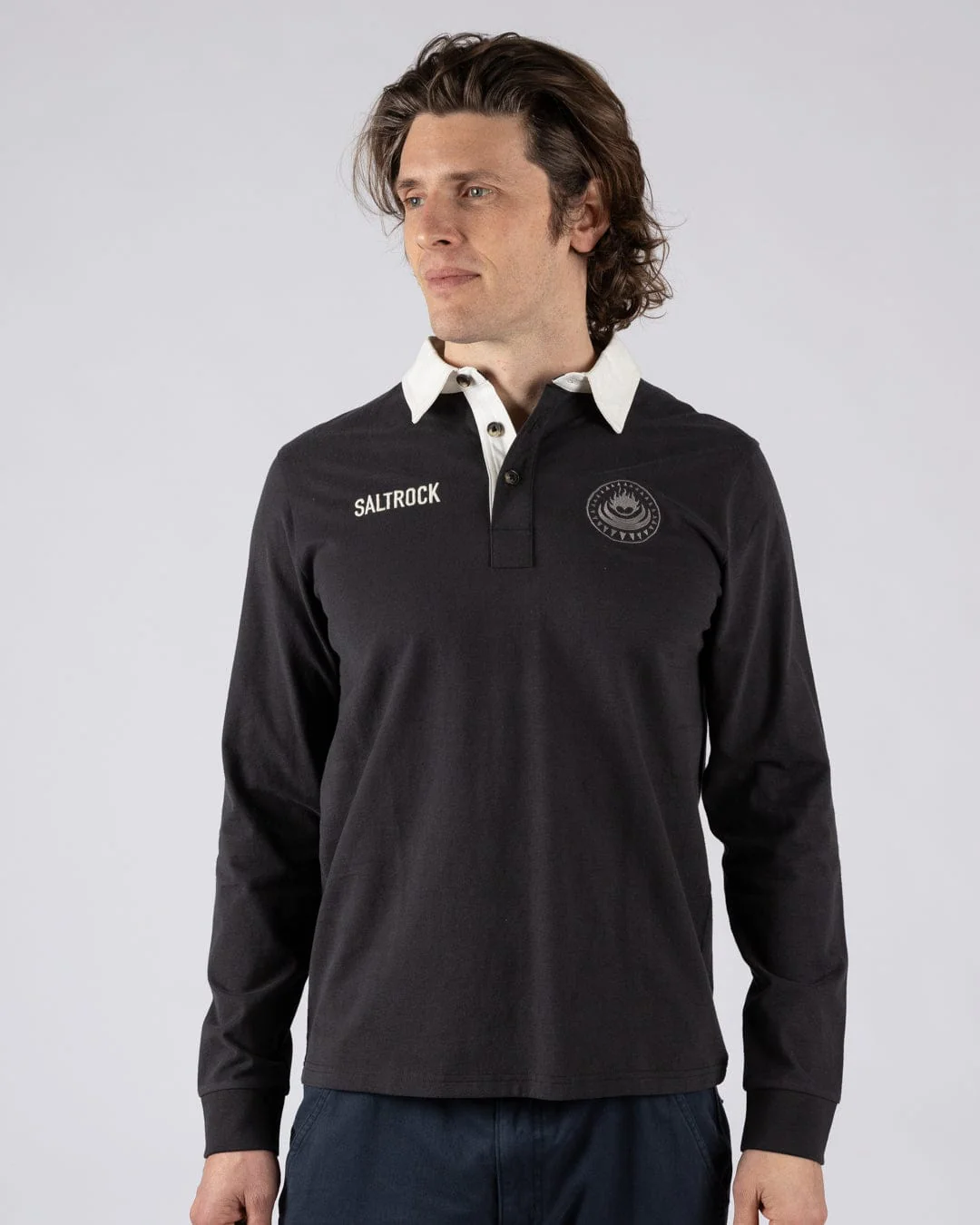 Rugby Field Notes Mens Long Sleeve T-Shirt in Dark Grey - Image 2