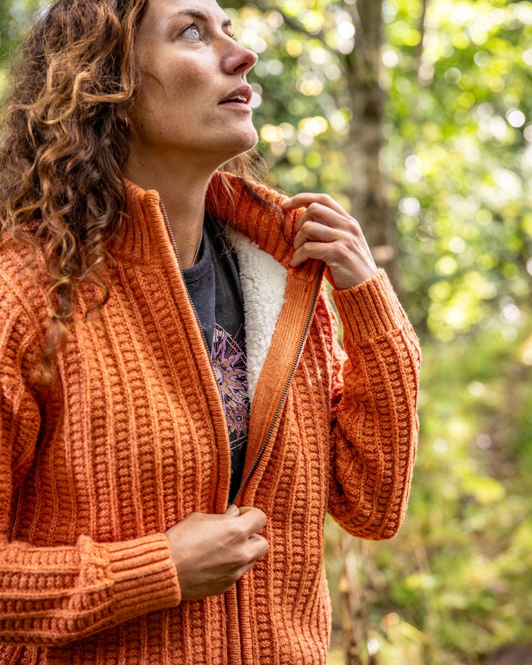 Rupa Womens Borg Lined Knit in Orange - Image 3