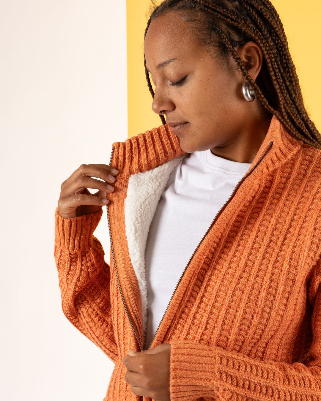 Rupa Womens Borg Lined Knit in Orange - Image 4