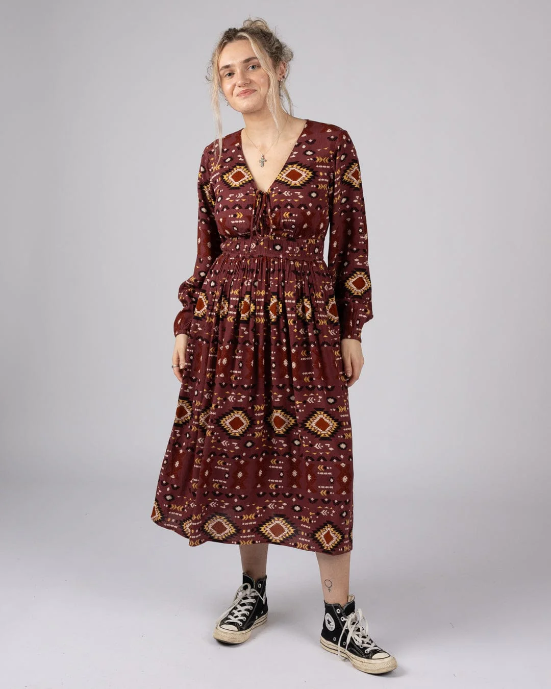 Sabina Womens Midi Dress in Dark Pink - Image 3