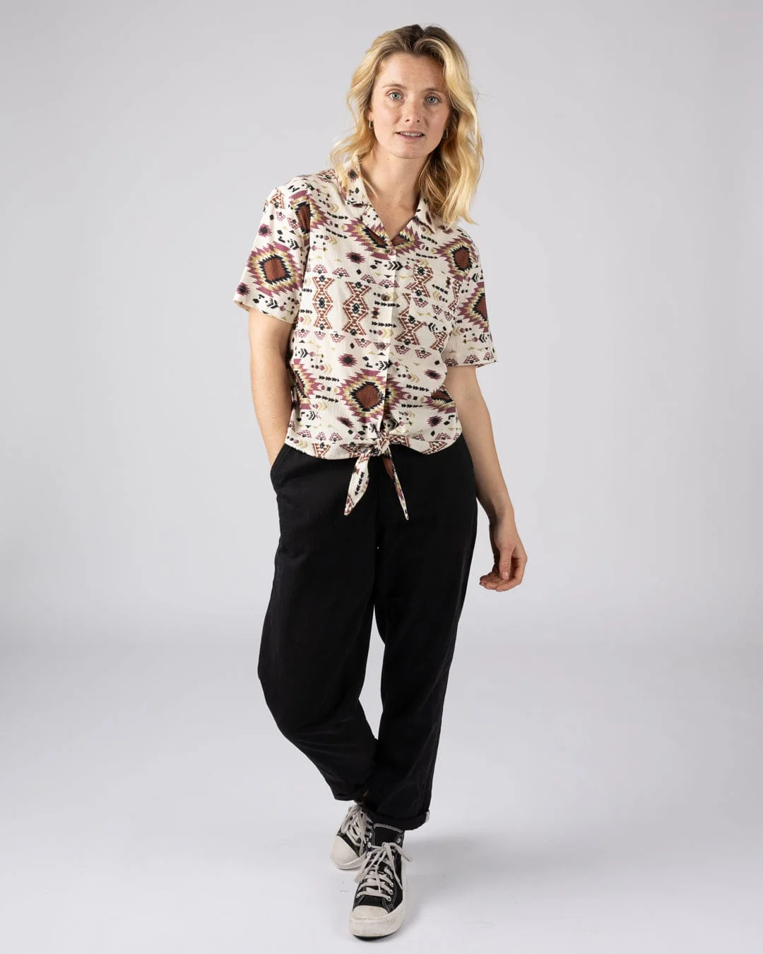 Sabina Womens Short Sleeve Shirt in Cream - Image 9