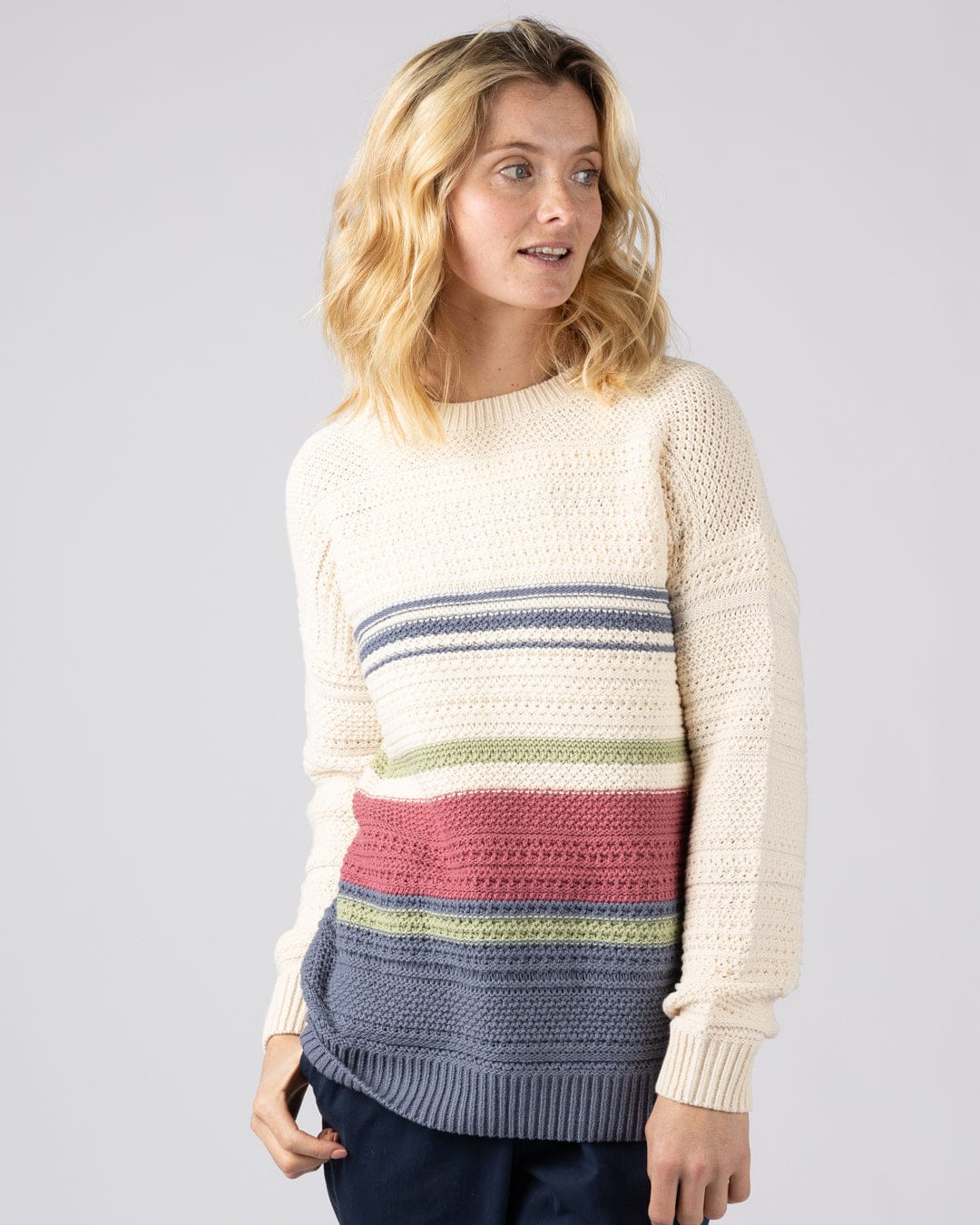 Sable Womens Long Sleeve Jumper in Cream - Image 2