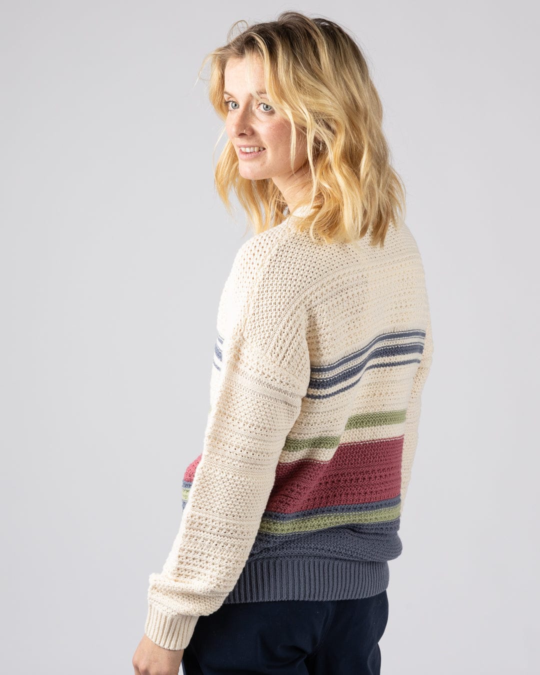 Sable Womens Long Sleeve Jumper in Cream - Image 6