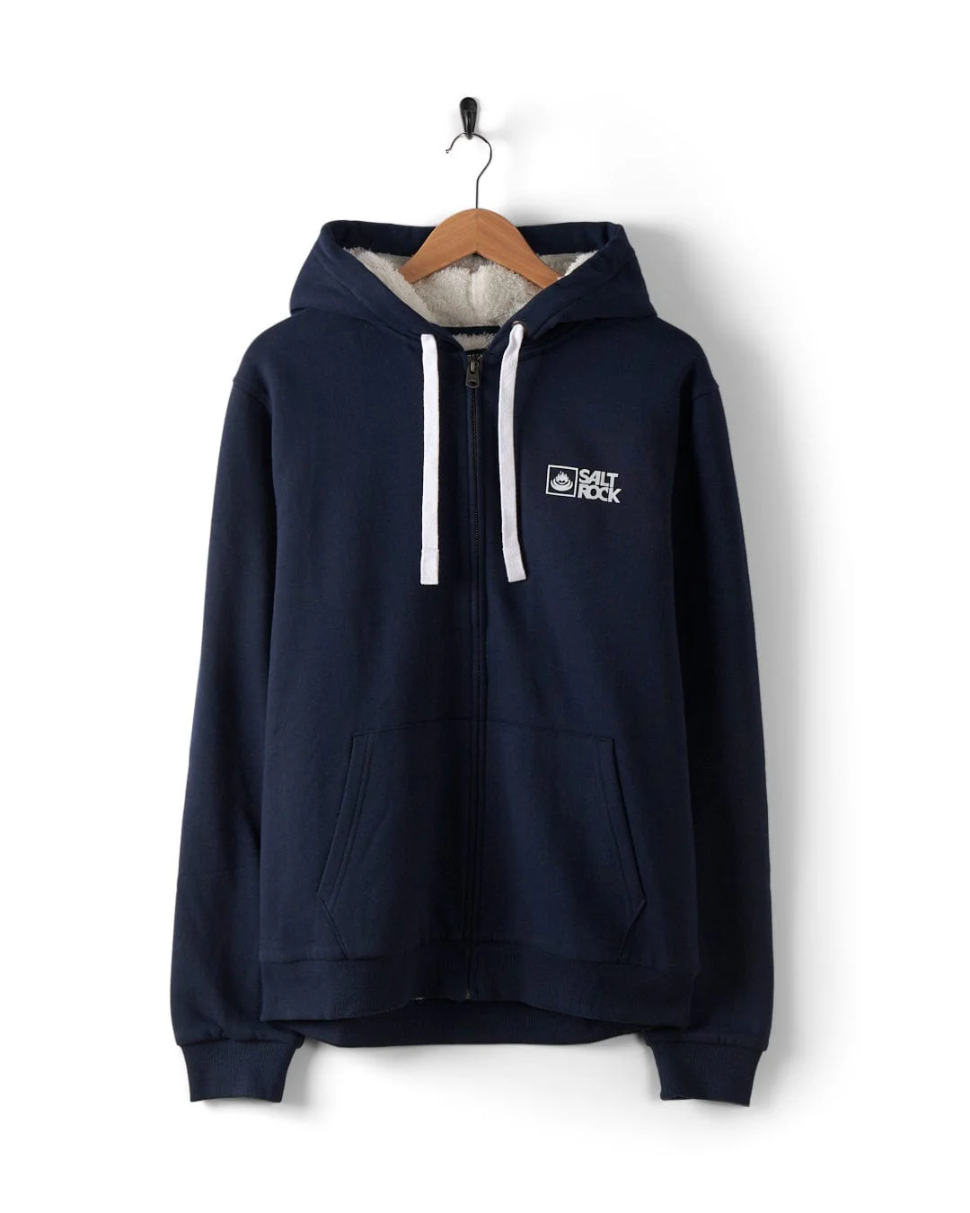 Essential Mens Fur Lined Hoodie in Dark Blue - Image 3