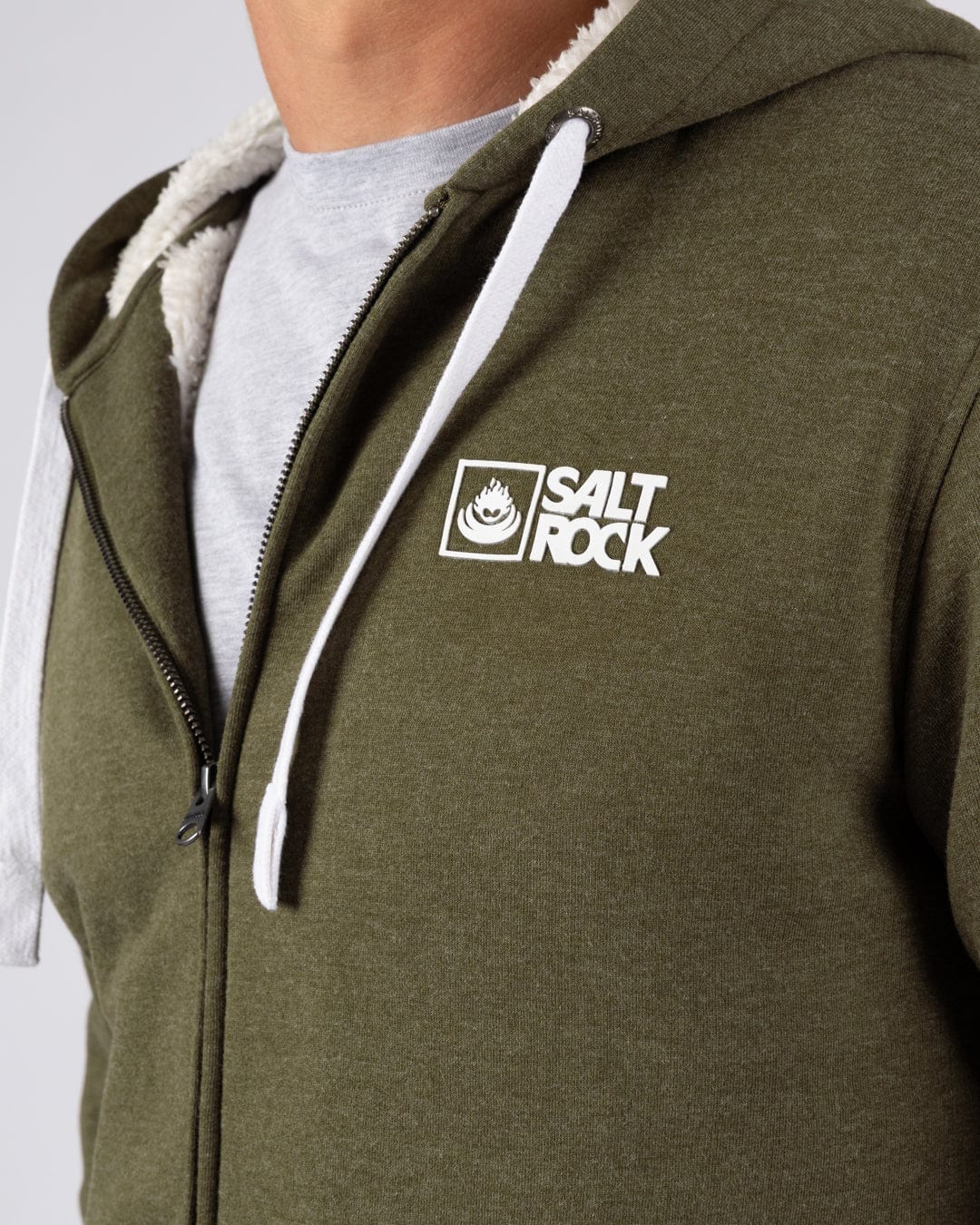 Essential Mens Fur Lined Hoodie in Green - Image 4