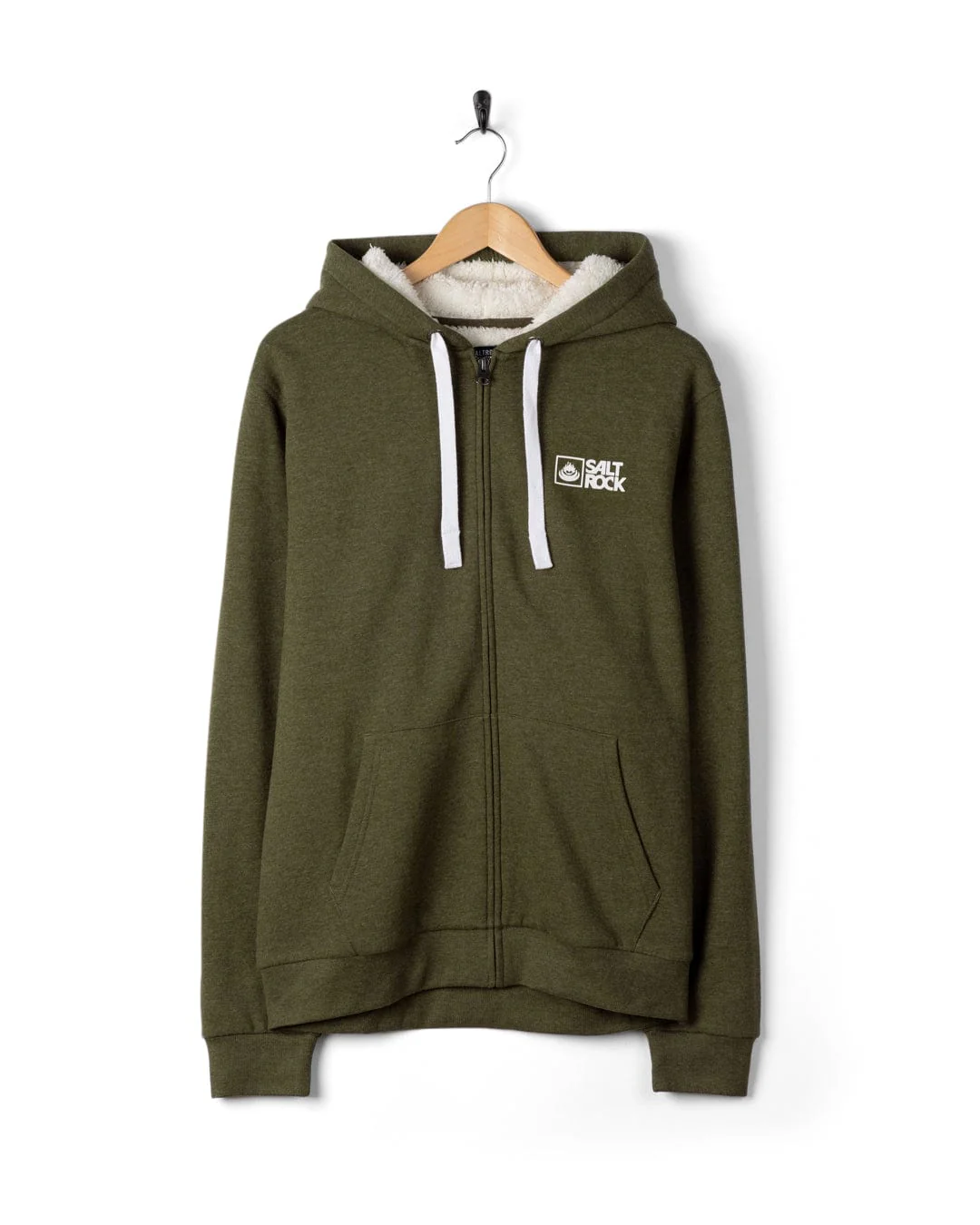 Essential Mens Fur Lined Hoodie in Green - Image 8