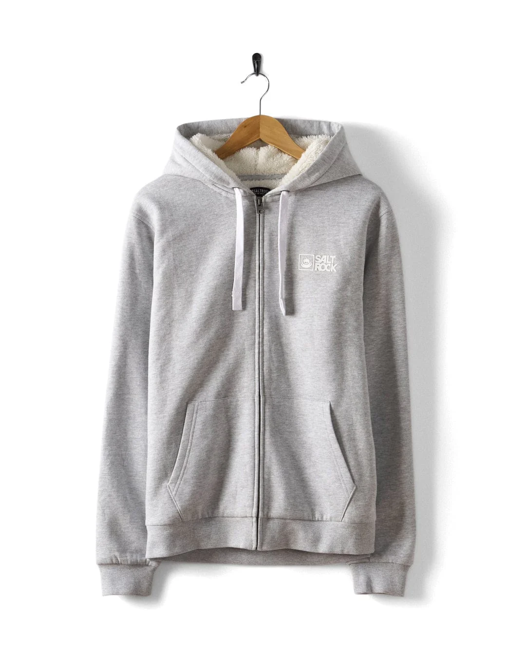 Essential Mens Fur Lined Zip Hoodie in Grey - Image 2