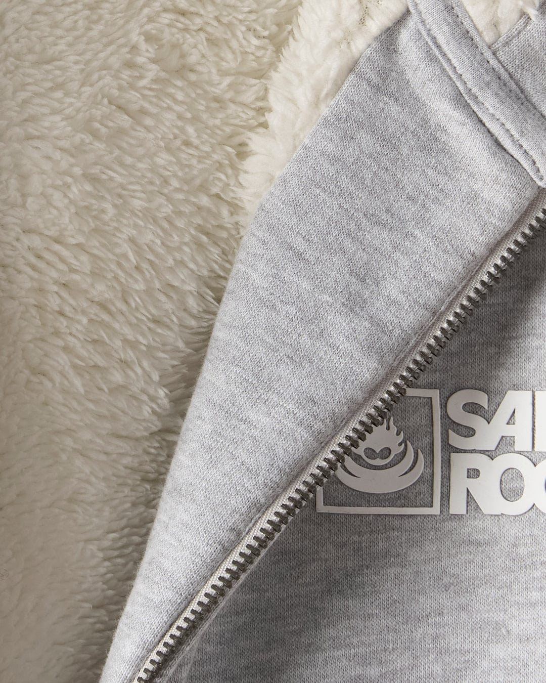 Essential Mens Fur Lined Zip Hoodie in Grey - Image 6