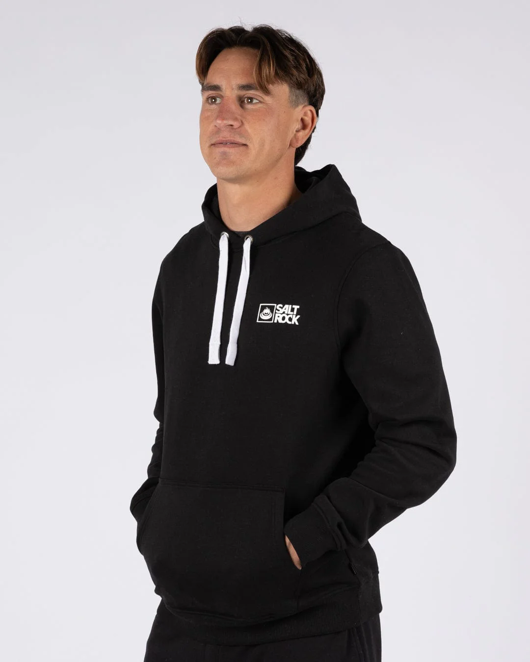 Essential Mens Pop Hoodie in Black - Image 5