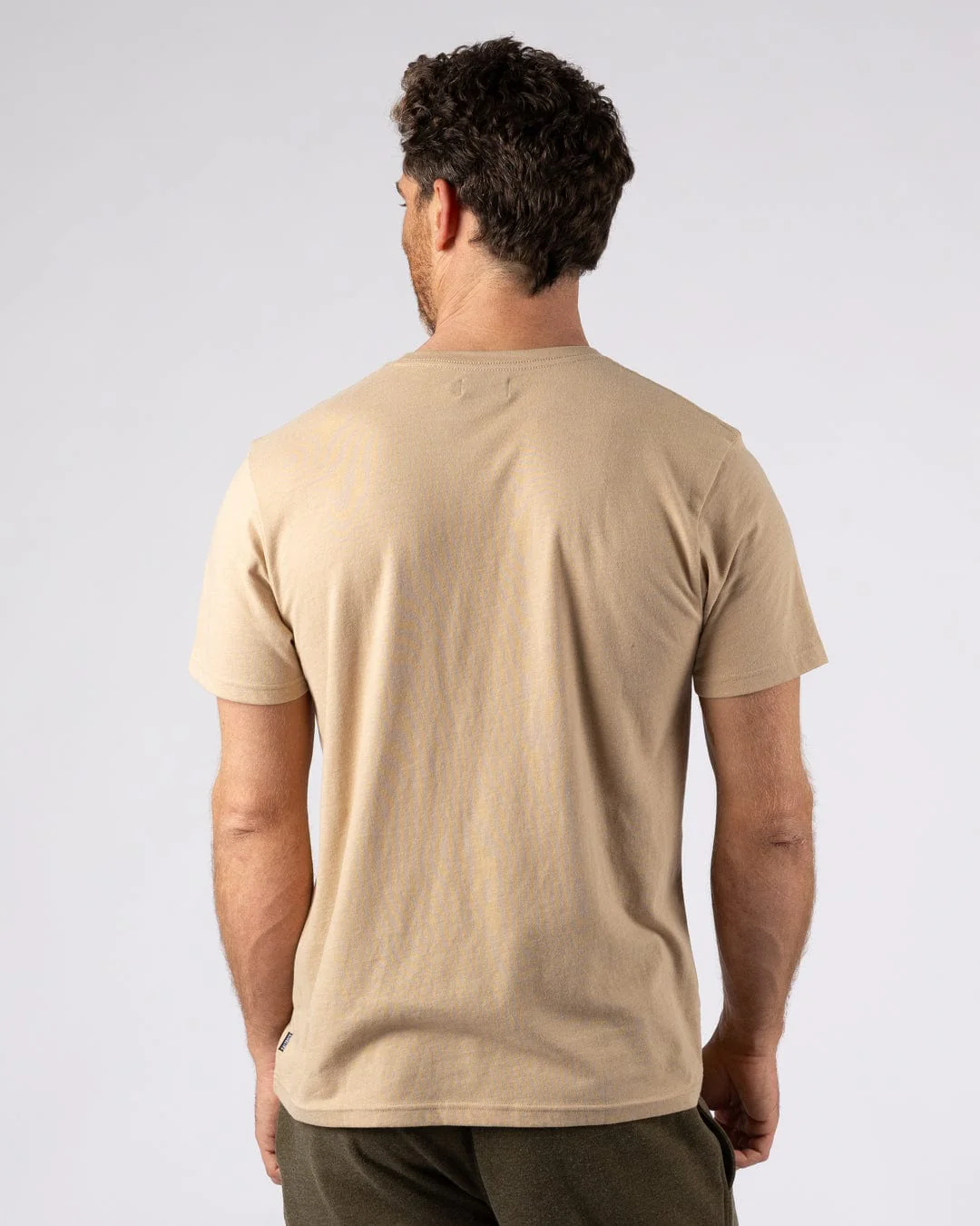 Essential Mens Short Sleeve T-Shirt in Beige - Image 3