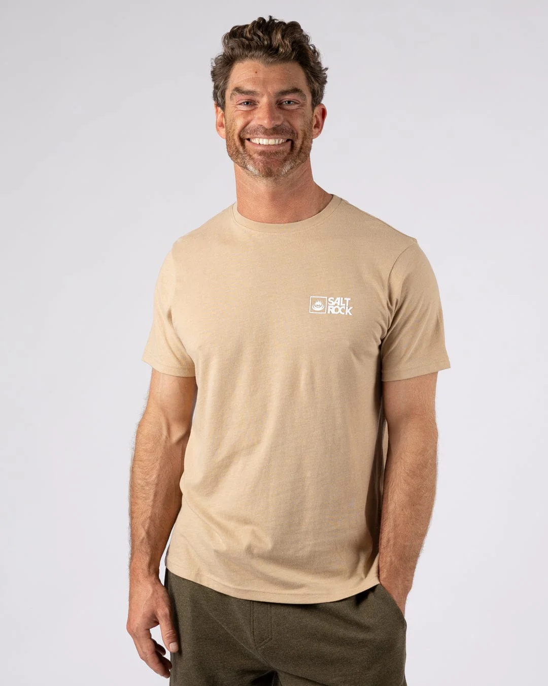 Essential Mens Short Sleeve T-Shirt in Beige - Image 4