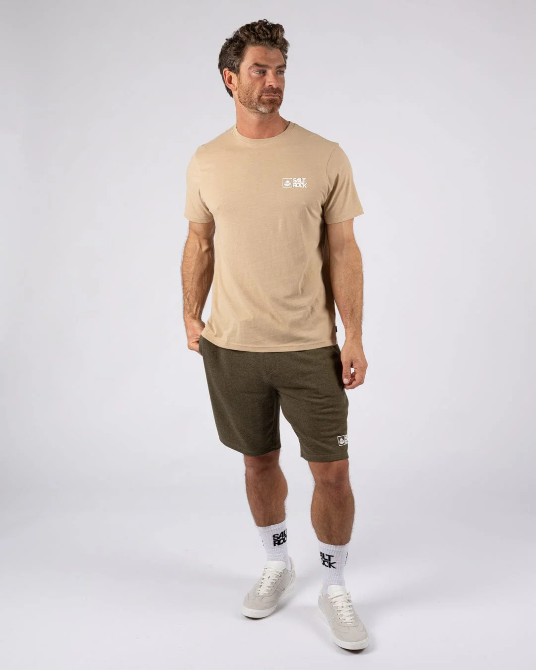Essential Mens Short Sleeve T-Shirt in Beige - Image 5