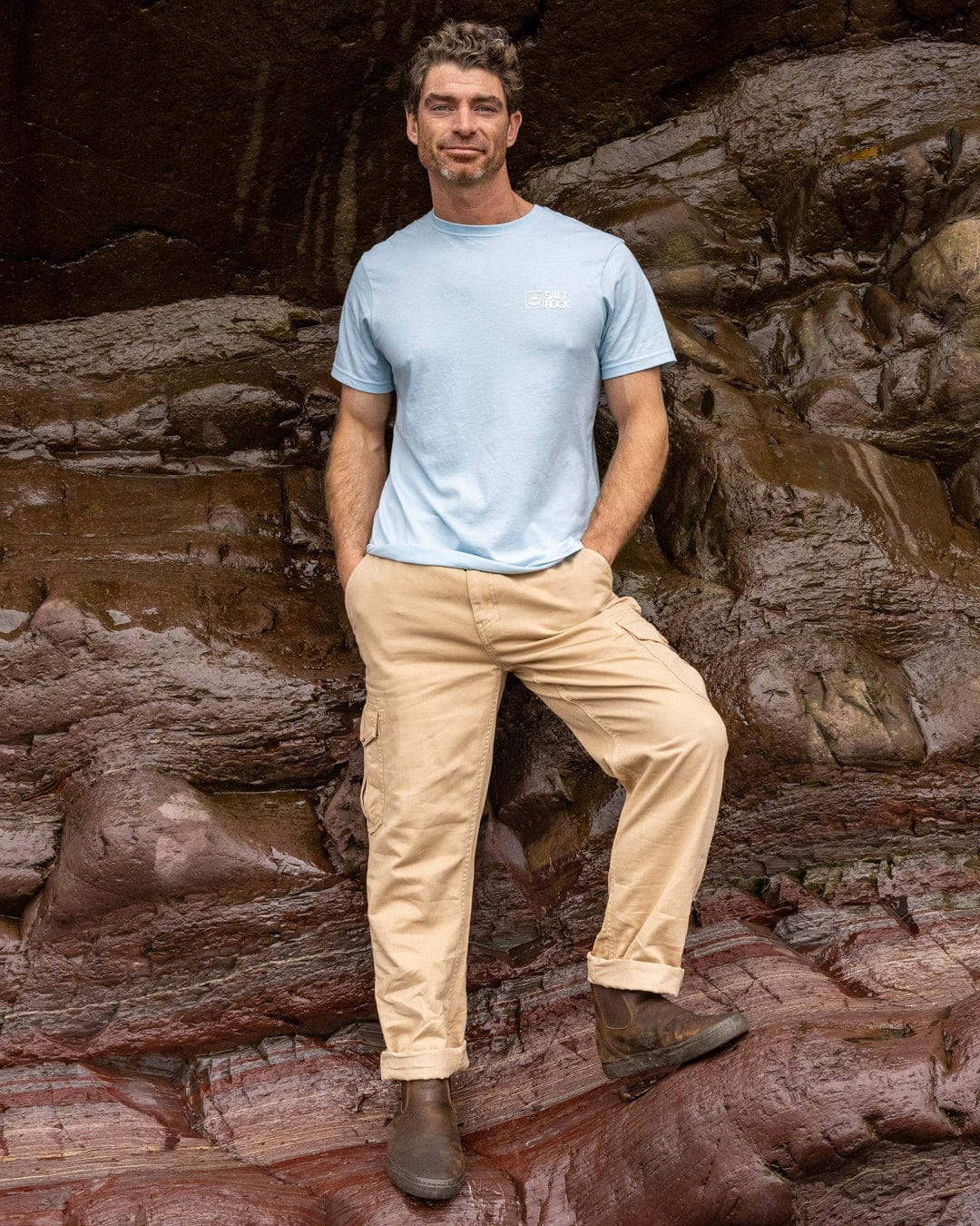 Essential Mens Short Sleeve T-Shirt in Light Blue - Image 5