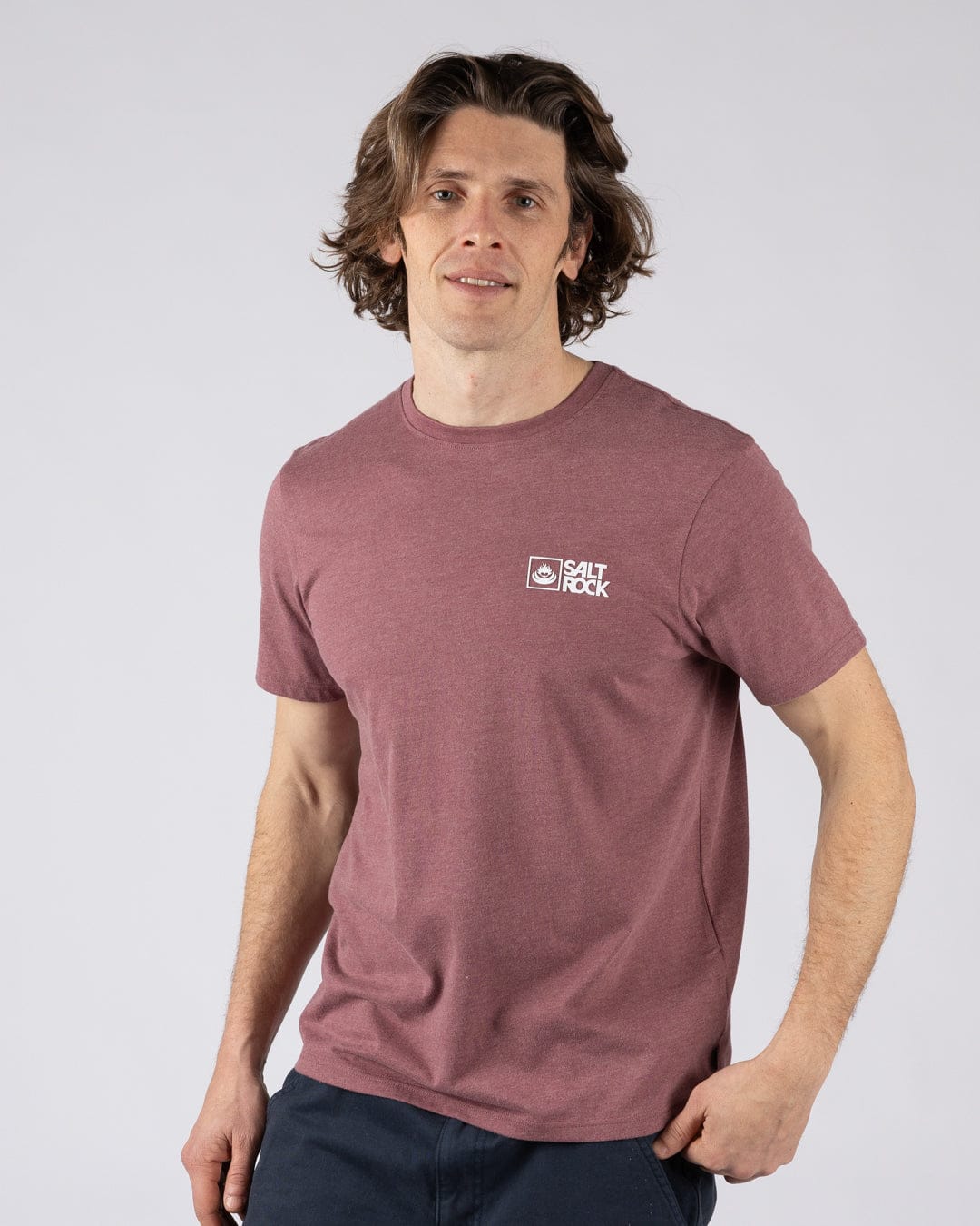 Essential Mens Short Sleeve T-Shirt in Dark Pink