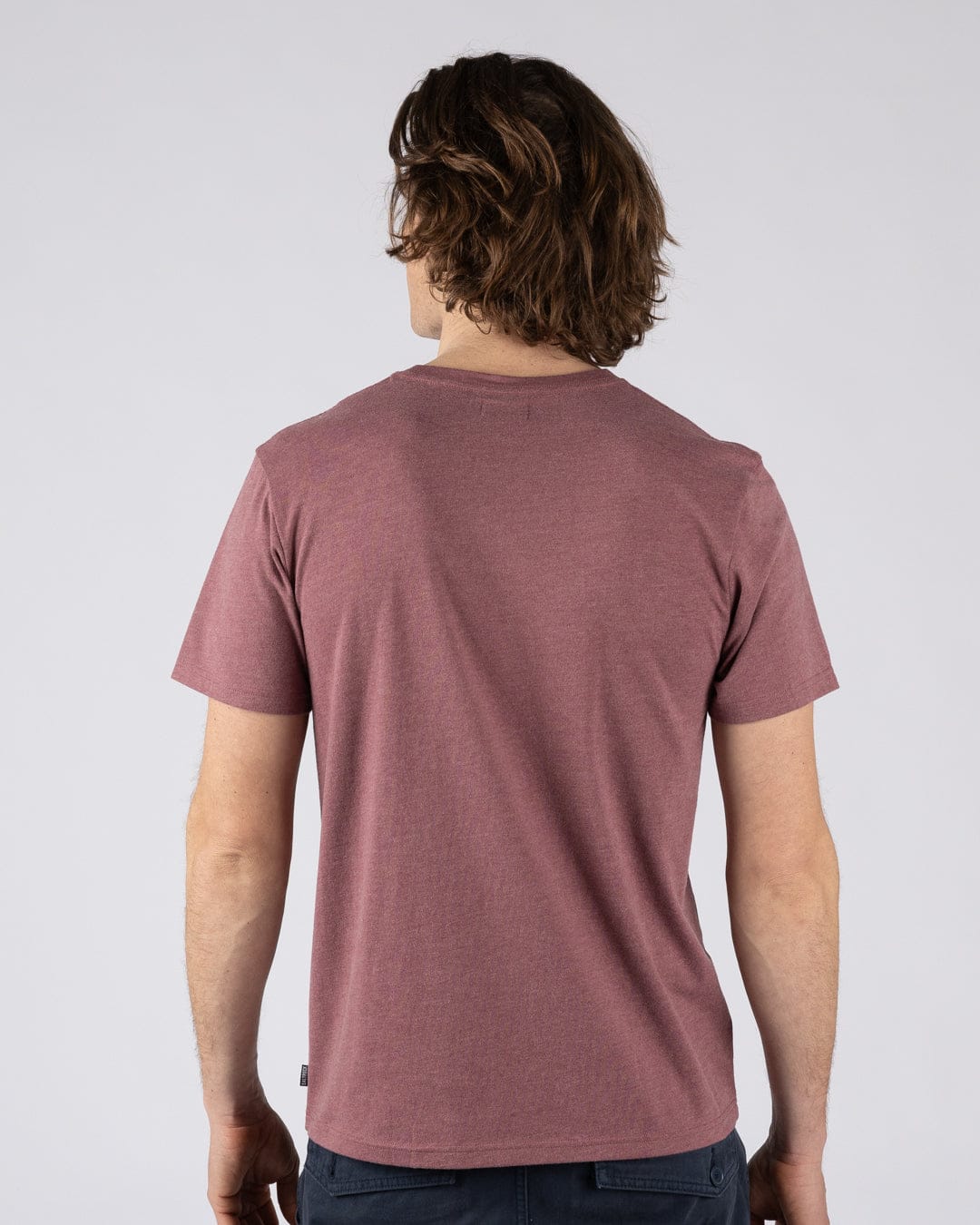 Essential Mens Short Sleeve T-Shirt in Dark Pink - Image 3