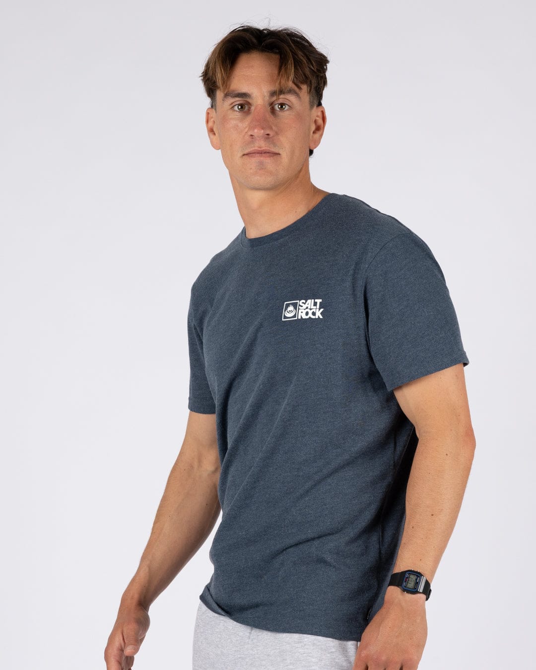 Essential Mens Short Sleeve T-Shirt in Blue Marl - Image 4