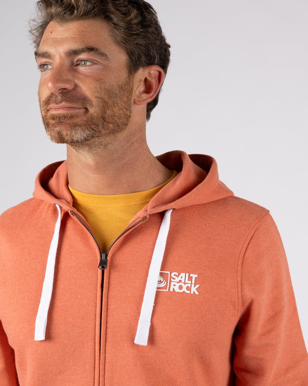Essential Mens Zip Hoodie in Orange - Image 2