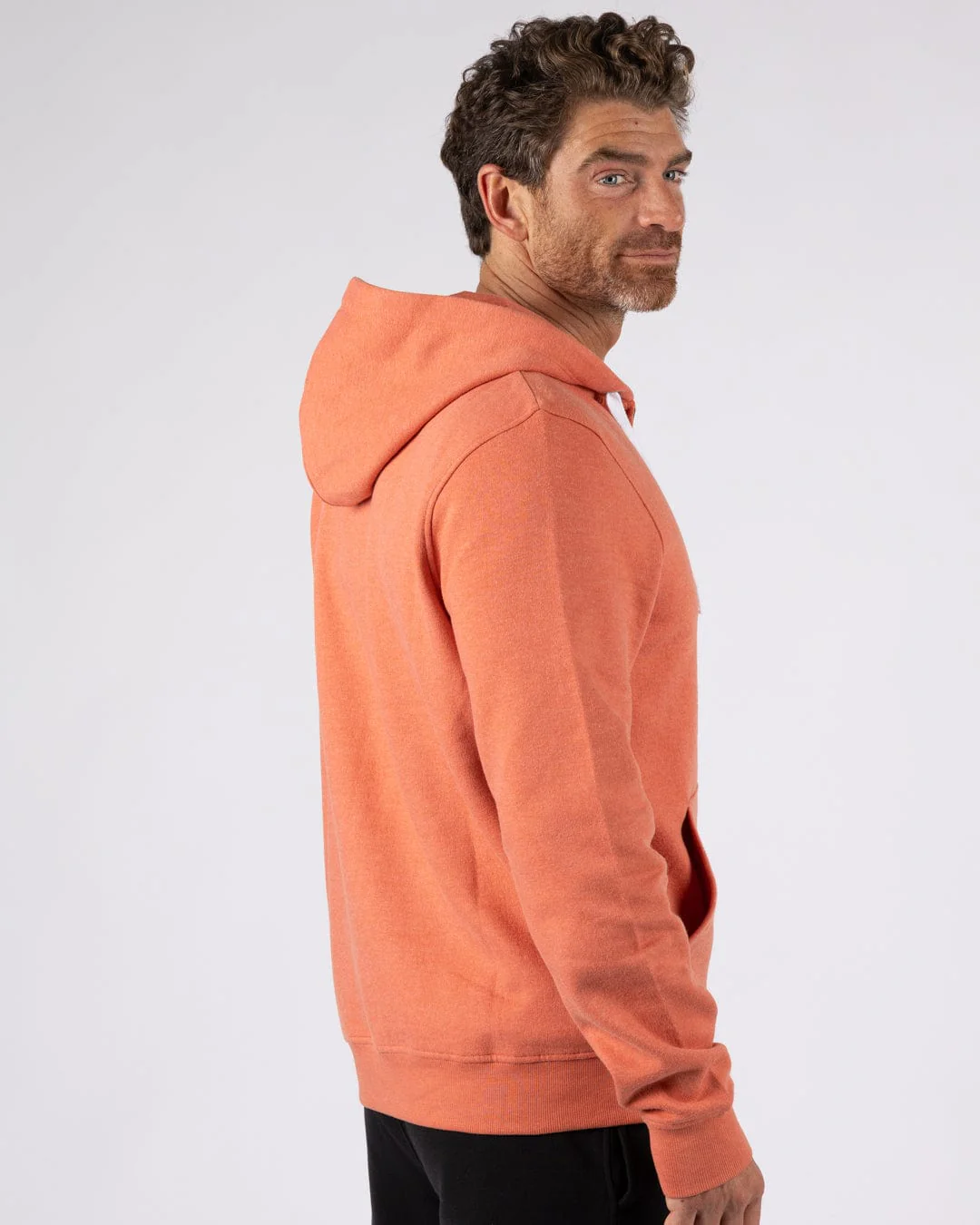 Essential Mens Zip Hoodie in Orange - Image 3