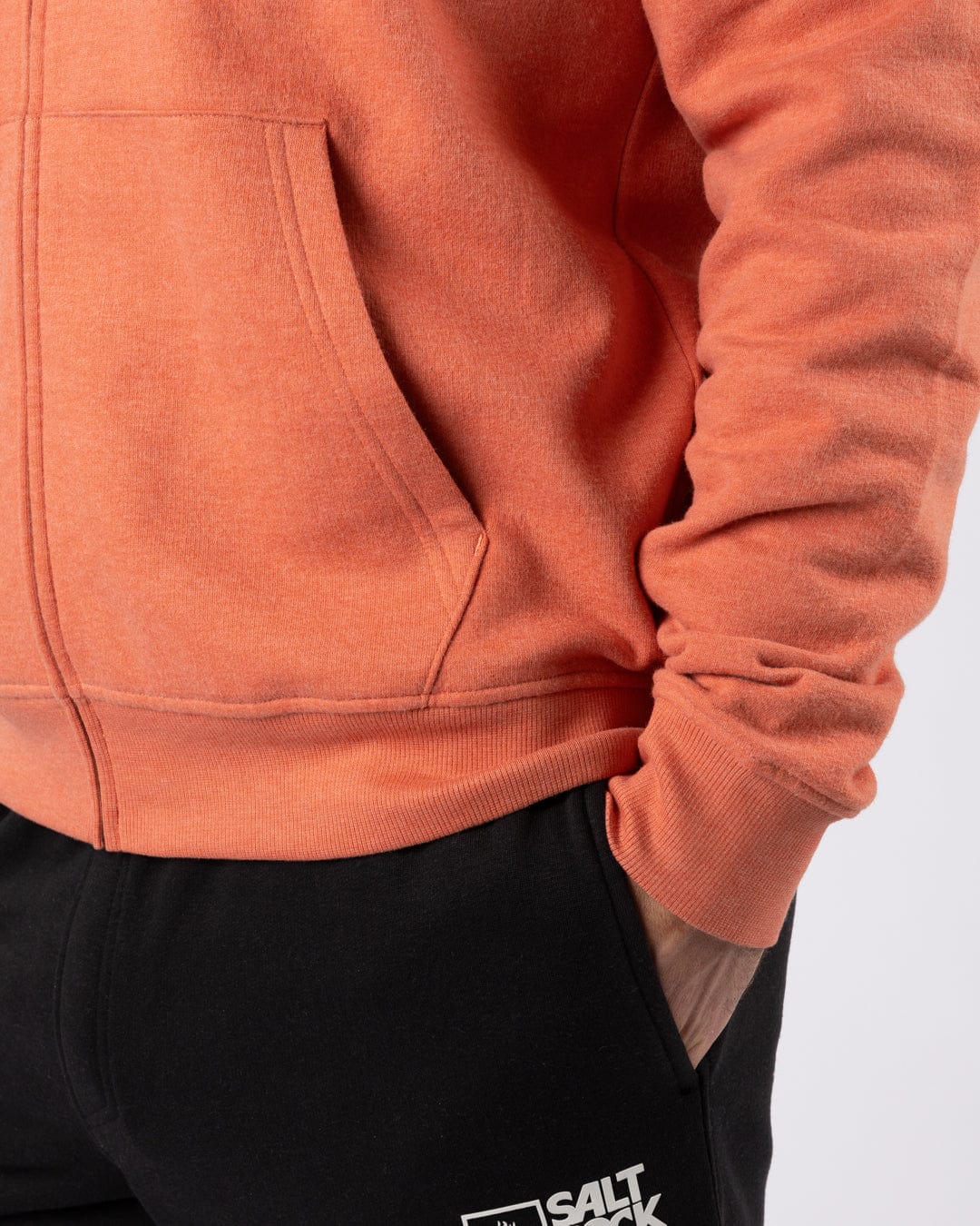 Essential Mens Zip Hoodie in Orange - Image 4