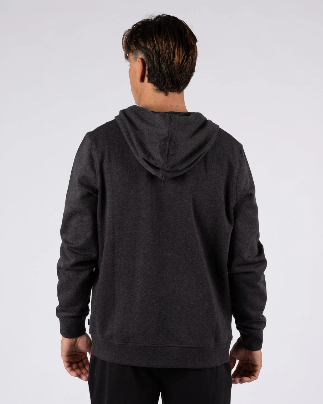 Essential Mens Zip Hoodie in Dark Grey - Image 3