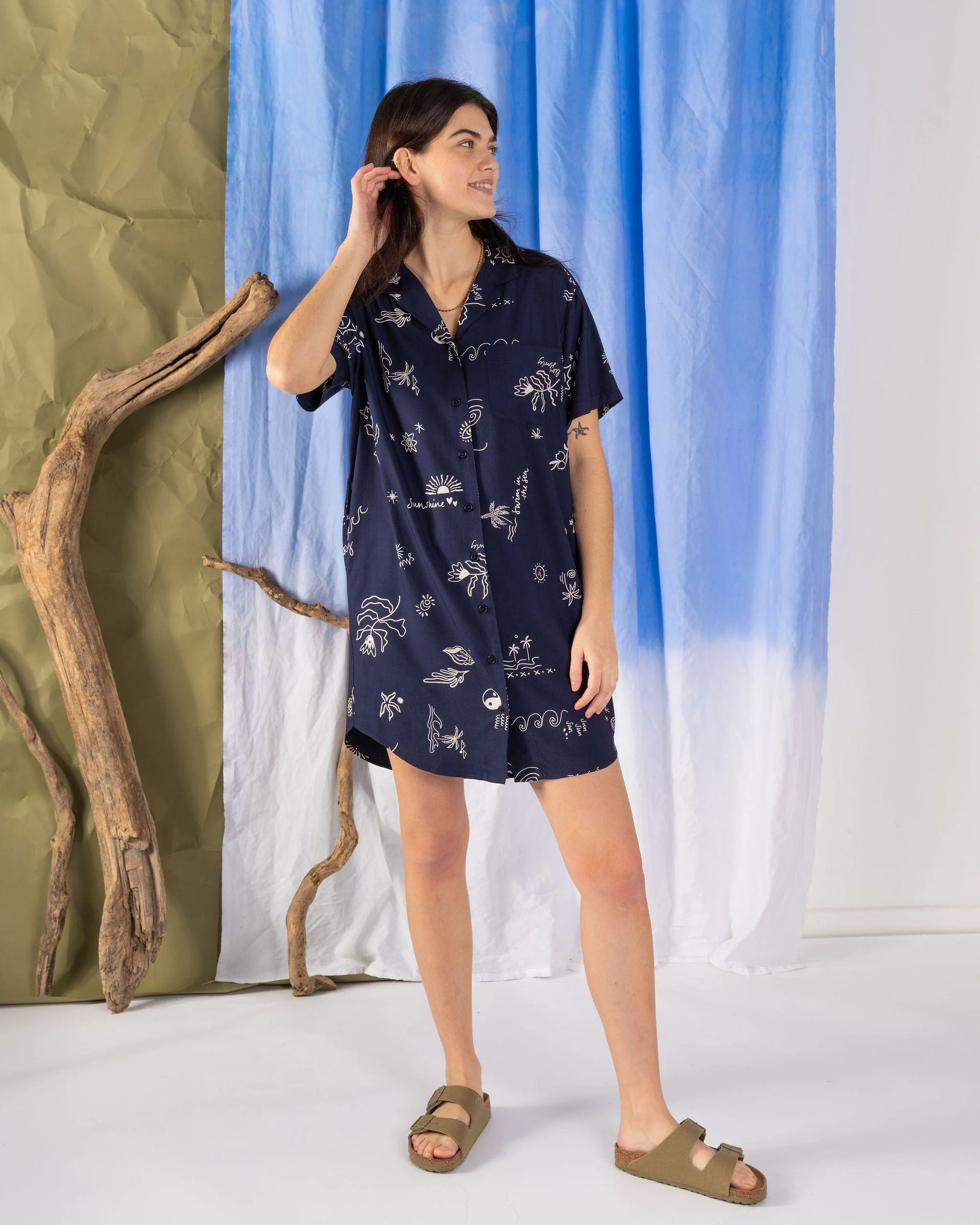 Serenity Womens Shirt Dress in Blue - Image 5
