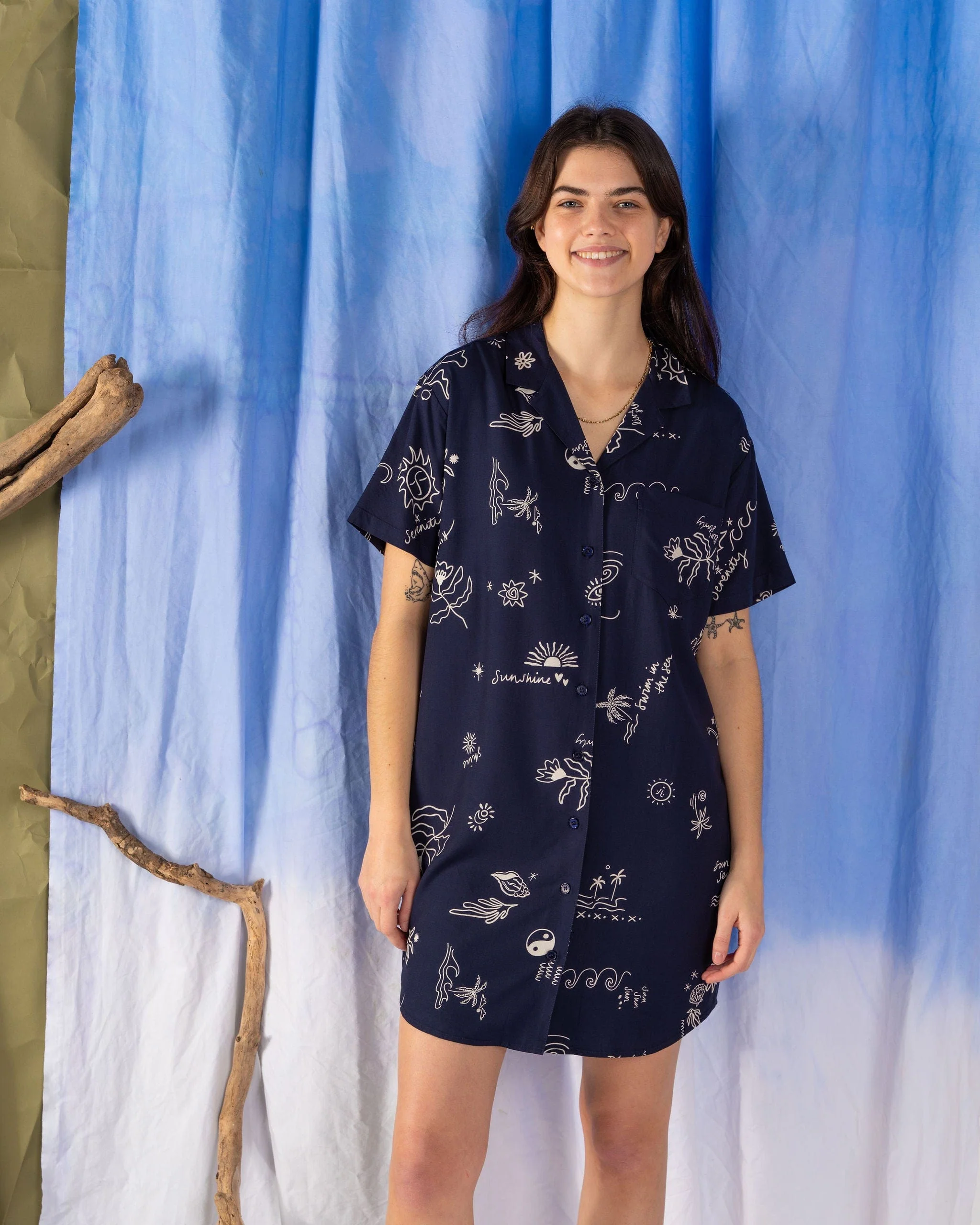 Serenity Womens Shirt Dress in Blue - Image 7
